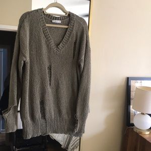 Zara olive green sweater w holes